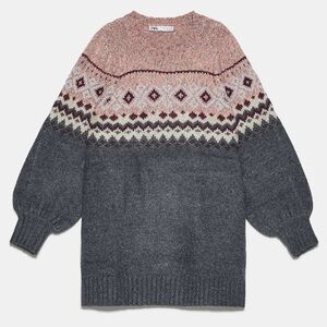 New with tags Rare Zara Fair Isle knit Balloon
Sleeve Jacquard Dress